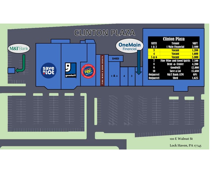 120 E Walnut St Clinton Plaza, Lock Haven, PA for rent - Site Plan - Image 3 of 4