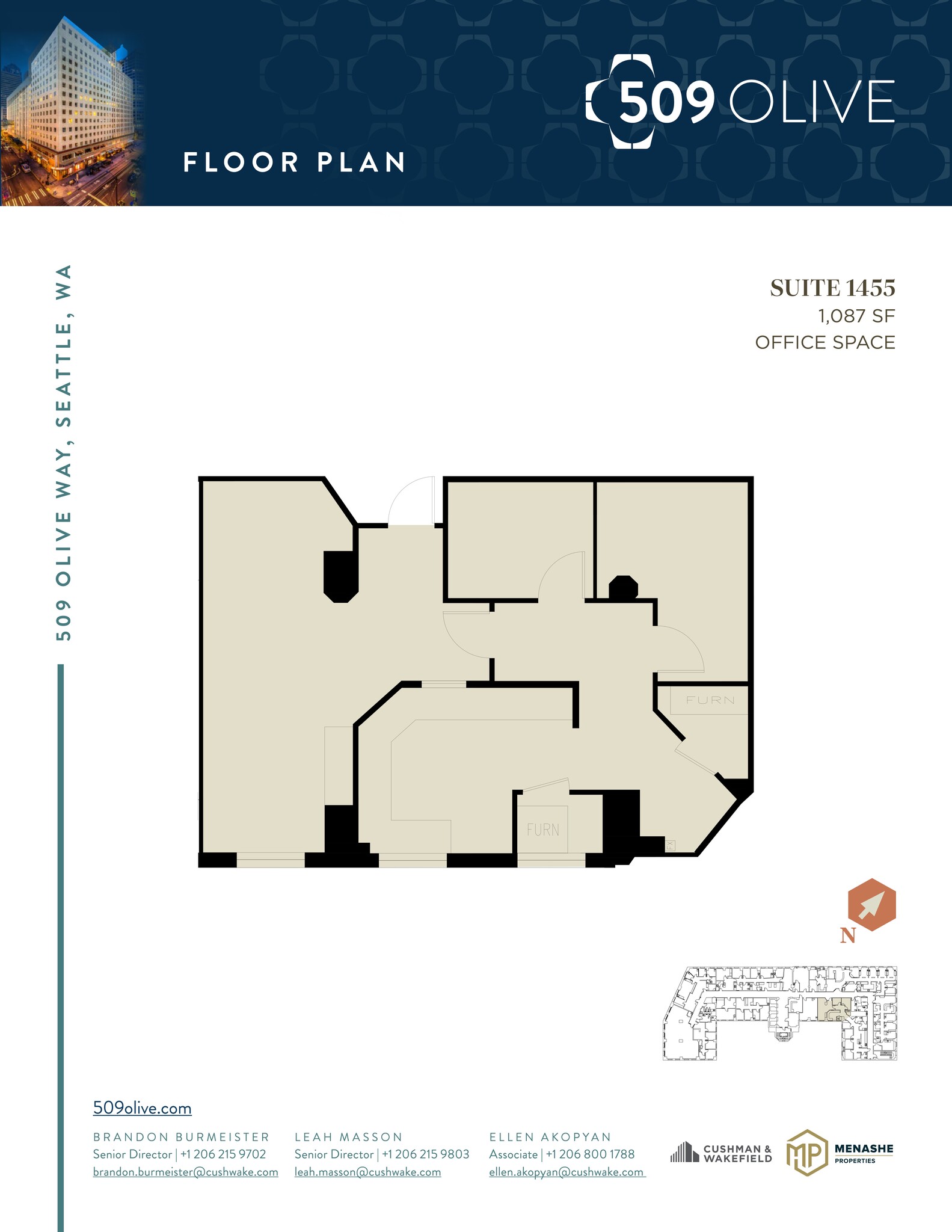 509 Olive Way, Seattle, WA to rent Floor Plan- Image 1 of 1