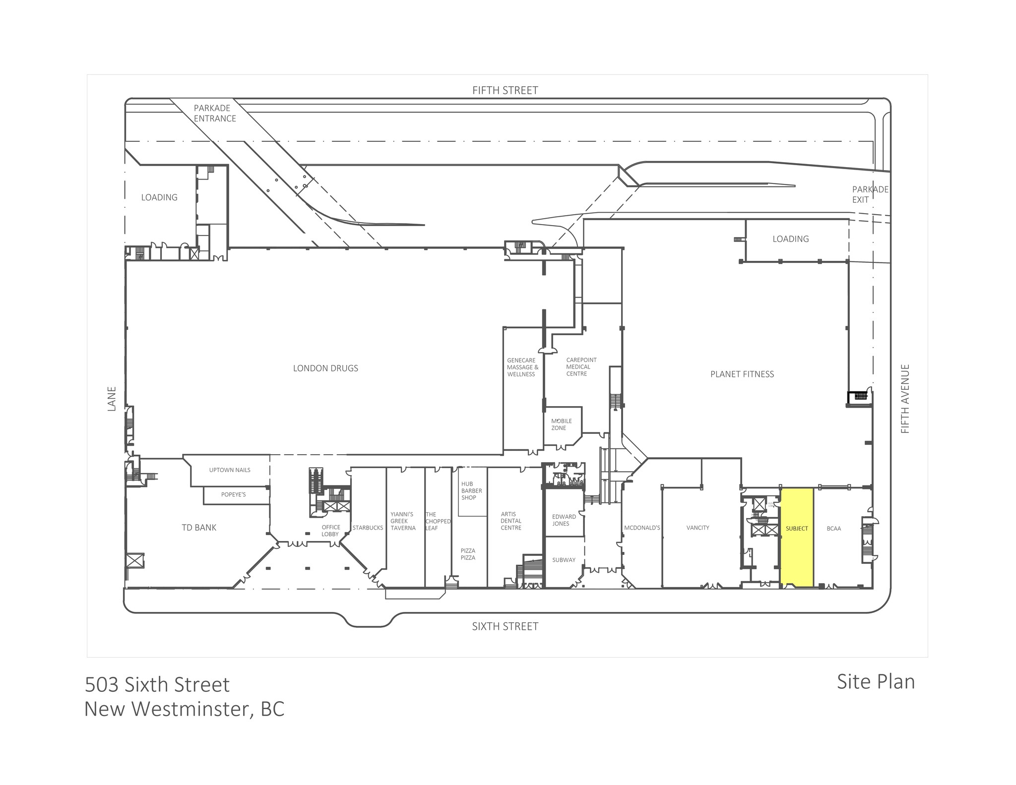 555 Sixth St, New Westminster, BC for rent Site Plan- Image 1 of 1