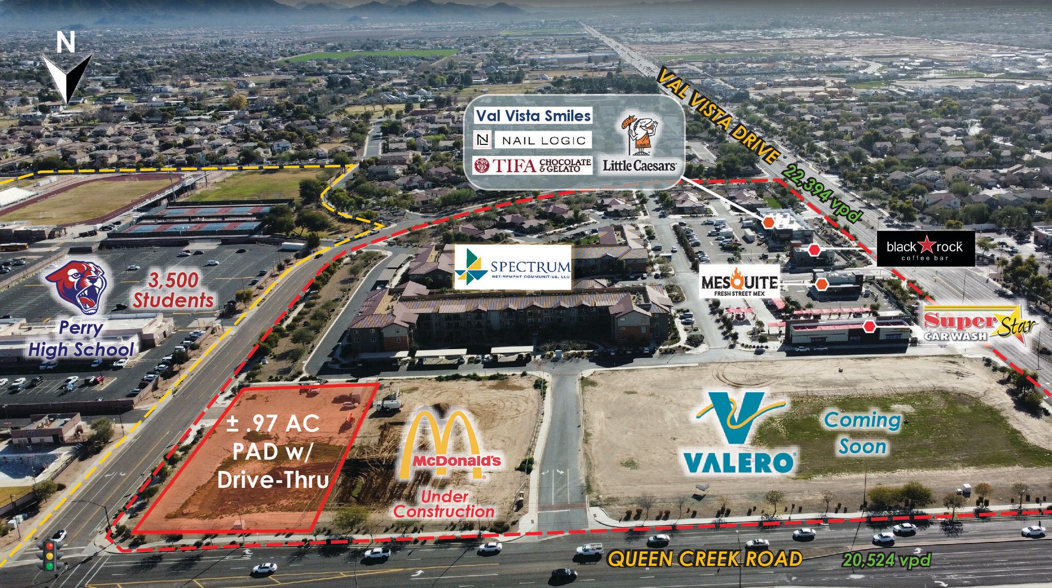 E/SEC QUEEN CREEK & VAL VISTA DRIVE, Gilbert, AZ for sale Aerial- Image 1 of 1