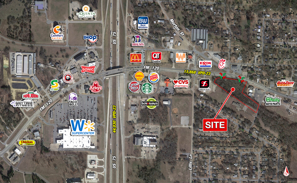 SWQ FM 120 & N York ave, Denison, TX for rent - Aerial - Image 1 of 4