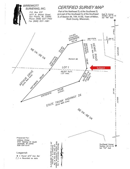 Arthur Drive, Milton, WI for sale - Plat Map - Image 2 of 2