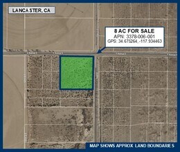 8 Acres on Ave K ave, Lancaster, CA - aerial  map view