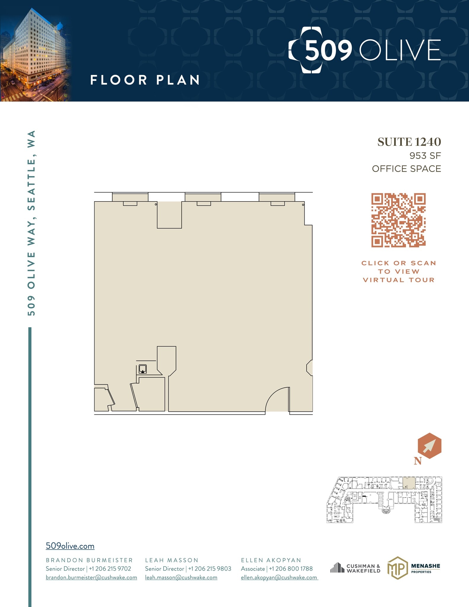 509 Olive Way, Seattle, WA to rent Floor Plan- Image 1 of 1