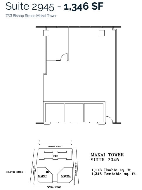 733 Bishop St, Honolulu, HI to rent Floor Plan- Image 1 of 1