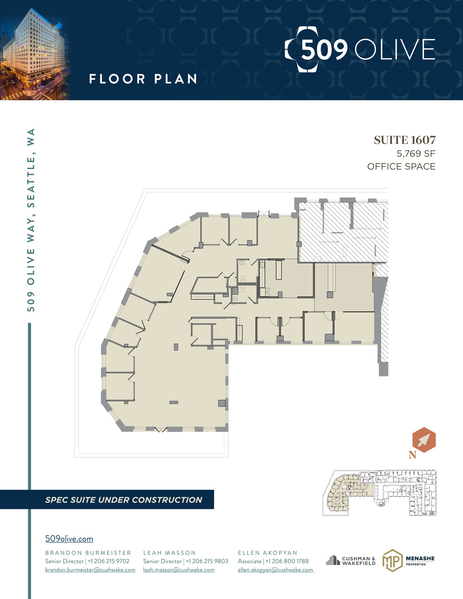 509 Olive Way, Seattle, WA to rent Floor Plan- Image 1 of 2