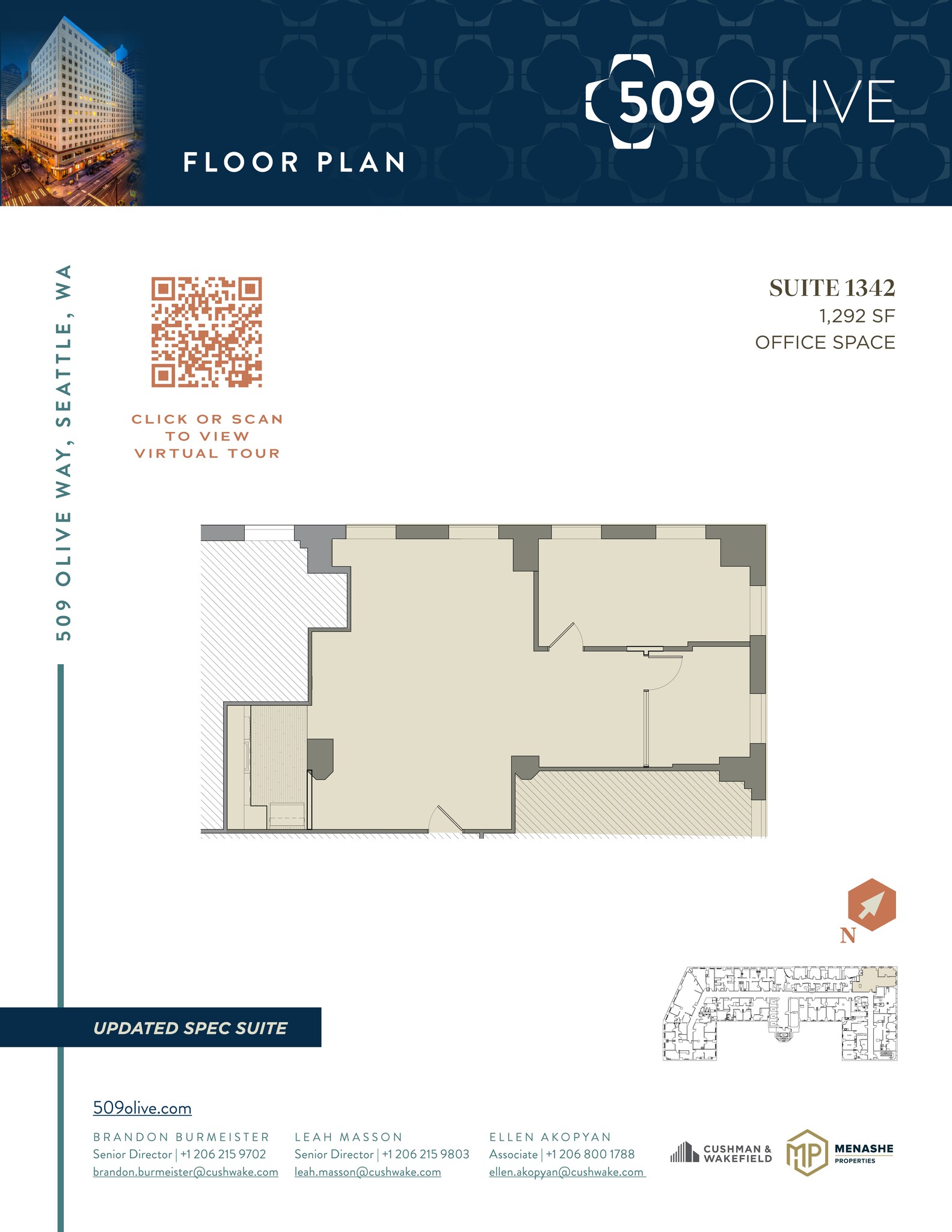 509 Olive Way, Seattle, WA to rent Floor Plan- Image 1 of 2