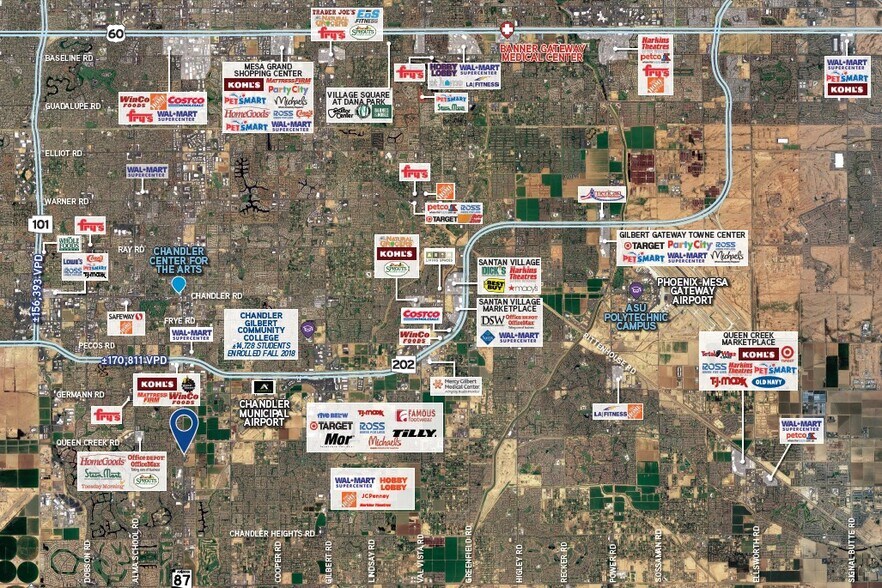 S S/SEC Arizona Ave & Queen Creek Ave, Chandler, AZ to rent - Aerial - Image 3 of 4