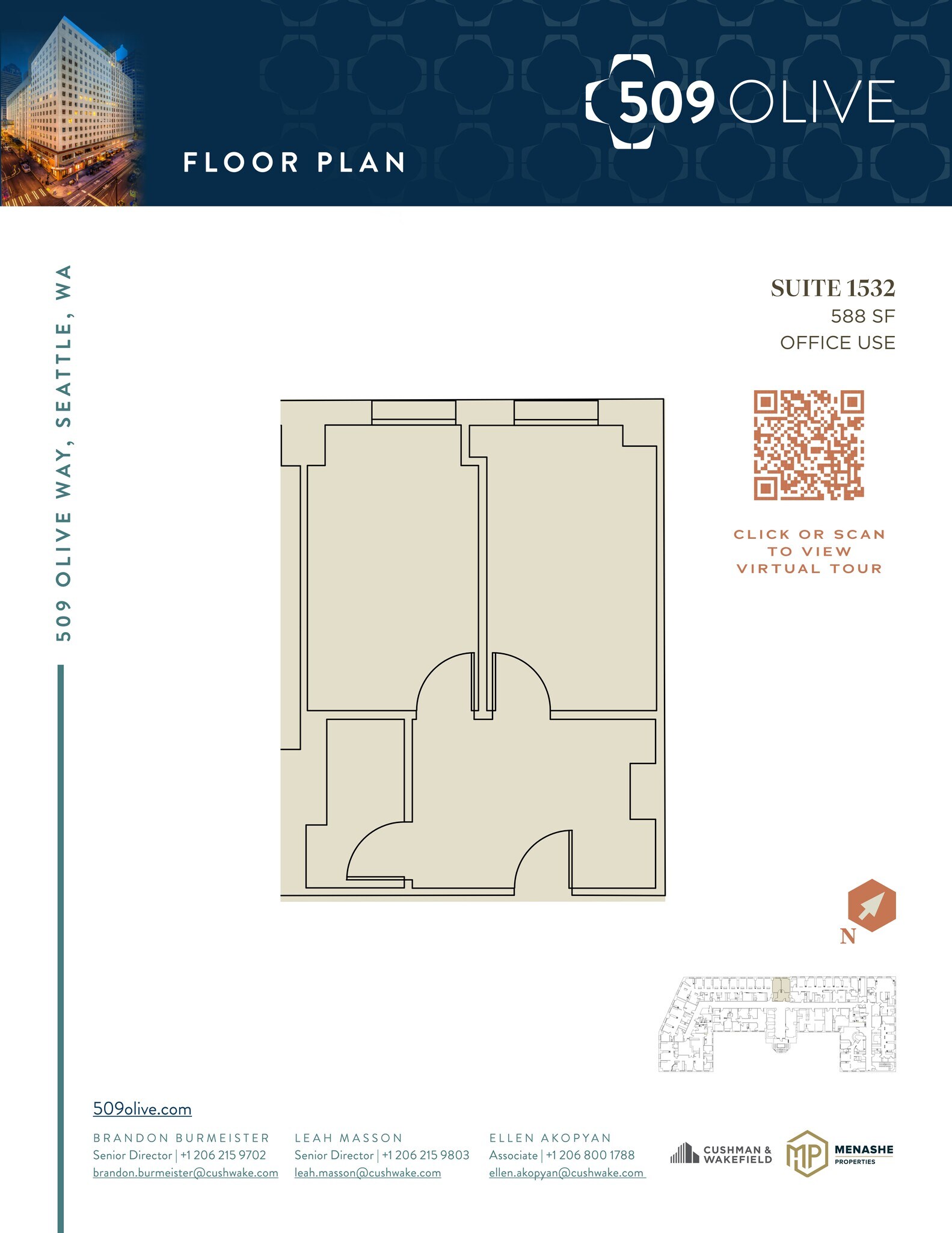 509 Olive Way, Seattle, WA to rent Floor Plan- Image 1 of 1