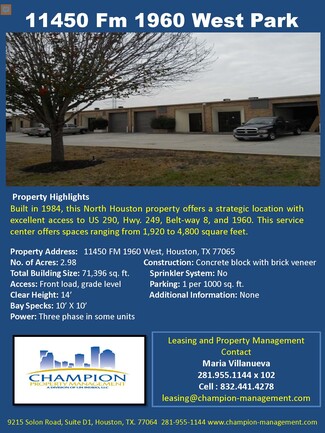 More details for 11450 FM 1960 Rd W, Houston, TX - Light Industrial for Rent