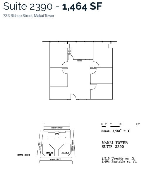 733 Bishop St, Honolulu, HI to rent Floor Plan- Image 1 of 1