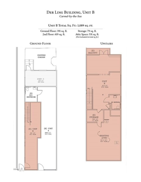 Ocean Ave 4 SW of Dolores Unit B, Carmel, CA for rent - Floor Plan - Image 2 of 5