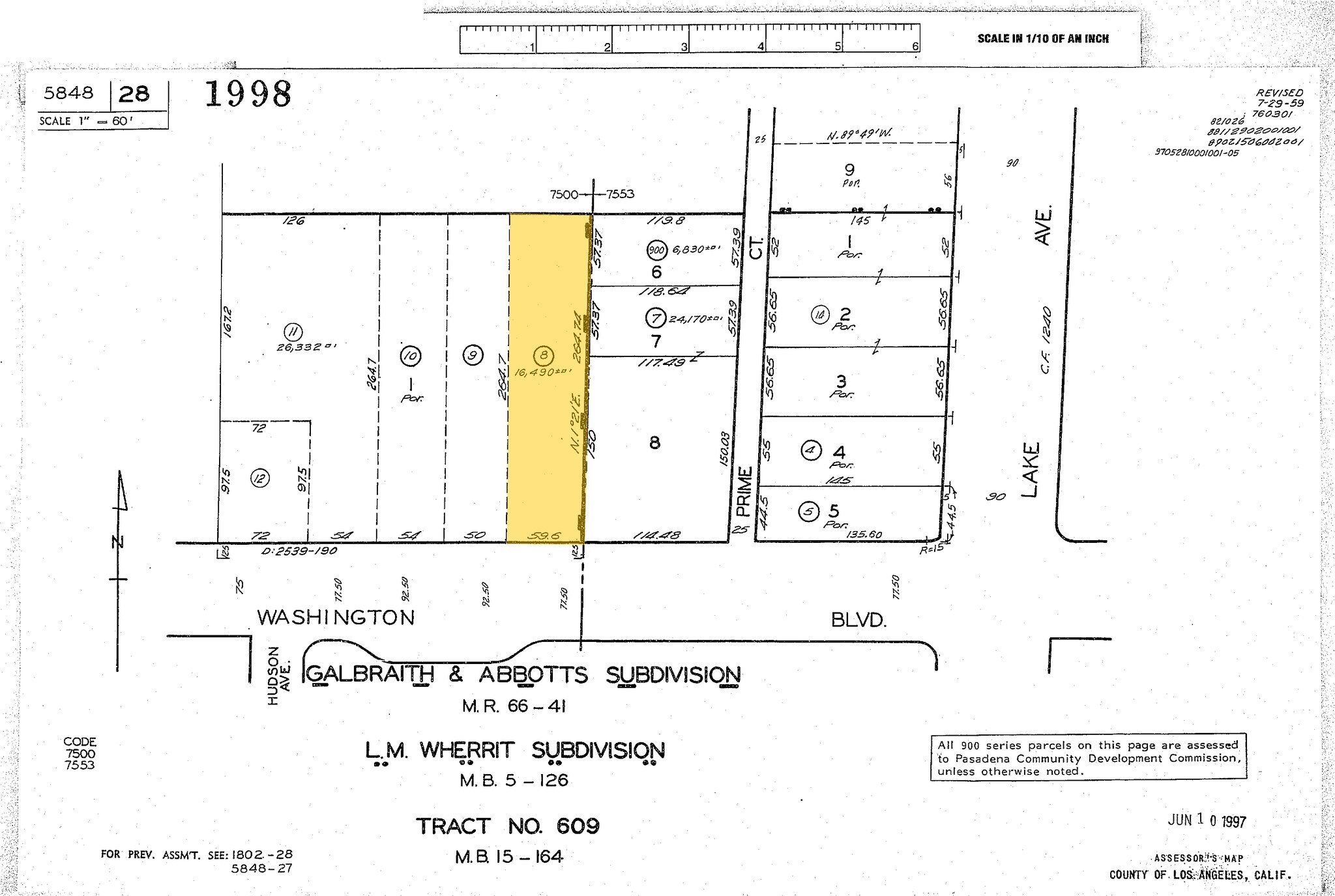 827-835 E Washington Blvd, Pasadena, CA for sale Plat Map- Image 1 of 1