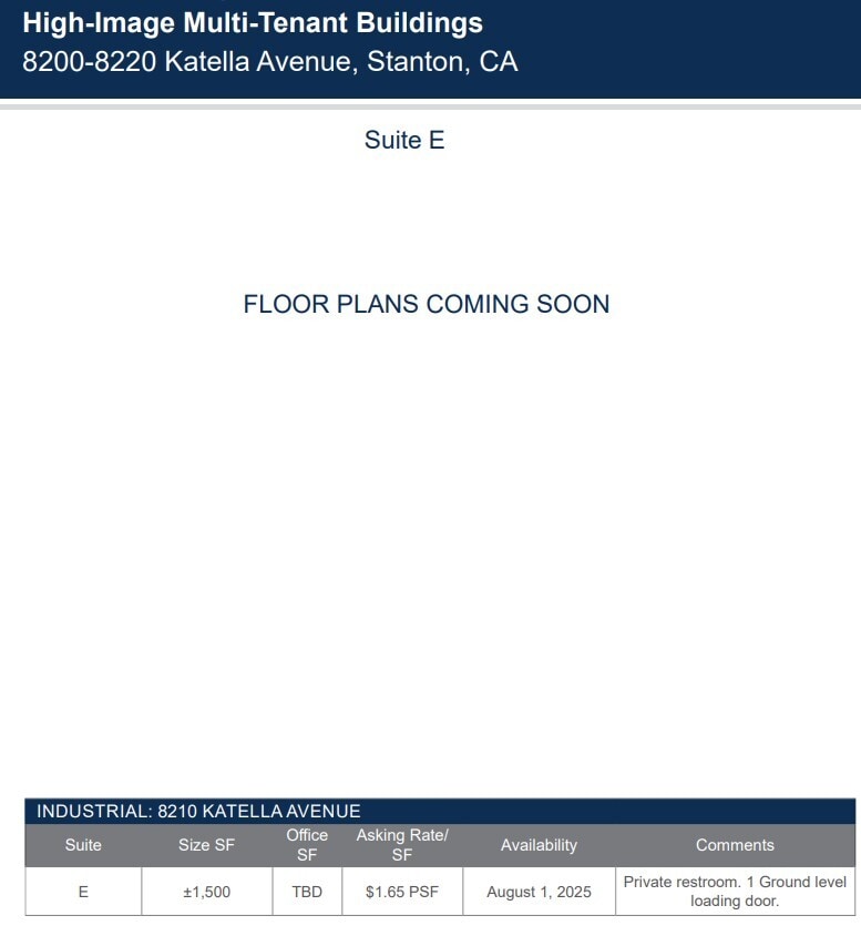 8200-8220 Katella Ave, Stanton, CA to rent Floor Plan- Image 1 of 1