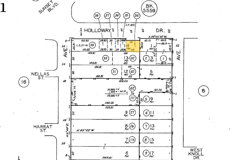 8742 Holloway Dr, Los Angeles, CA for rent - Plat Map - Image 2 of 12