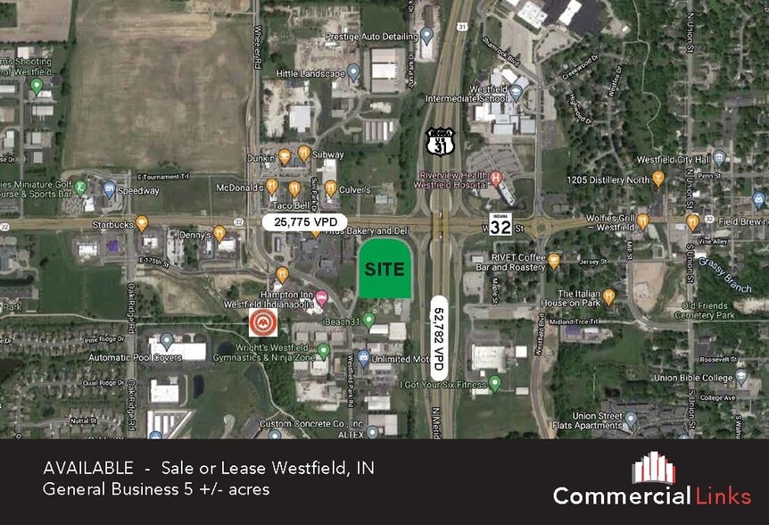 US 31 & SR 32, Westfield, IN for sale - Aerial - Image 1 of 3