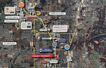 Oakwood & Dixieland Rd, Lowell, AR - AERIAL map view
