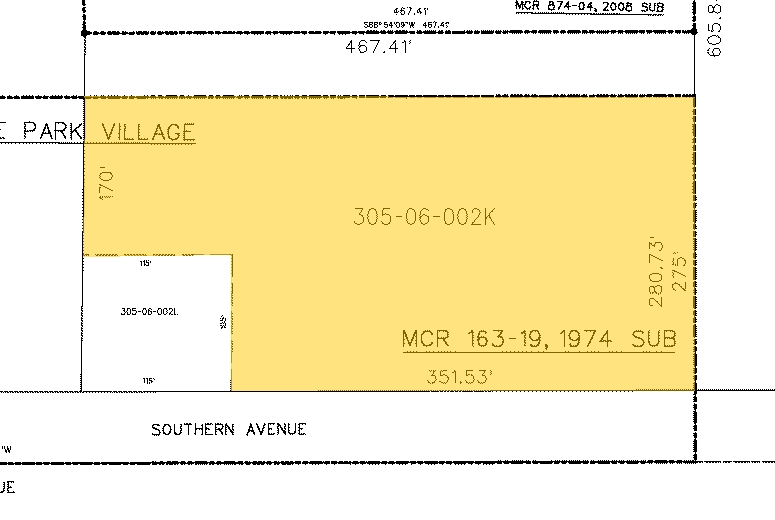 1720 W Southern Ave, Mesa, AZ for rent - Plat Map - Image 2 of 4