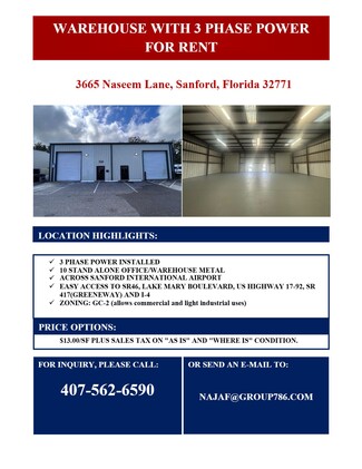 More details for 3650 Naseem Ln, Sanford, FL - Industrial for Rent