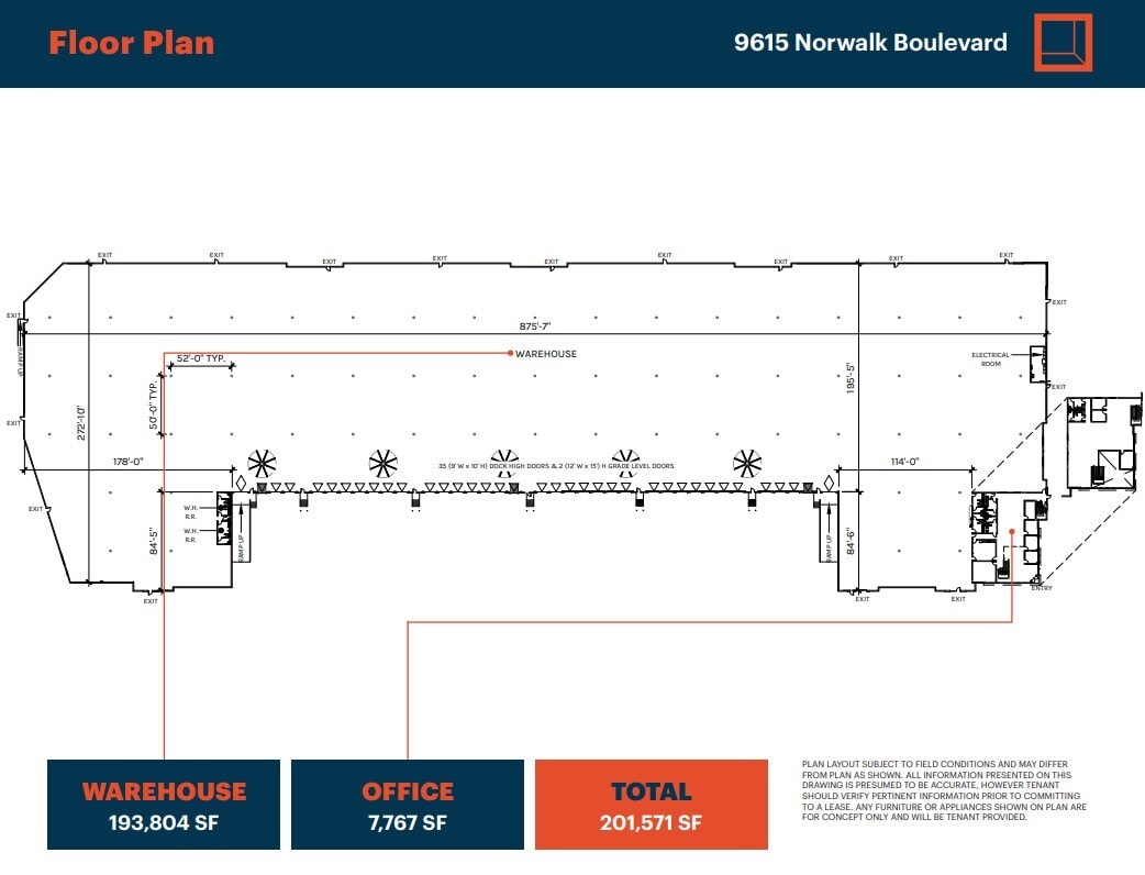 9615 Norwalk Blvd, Santa Fe Springs, CA to rent Floor Plan- Image 1 of 3