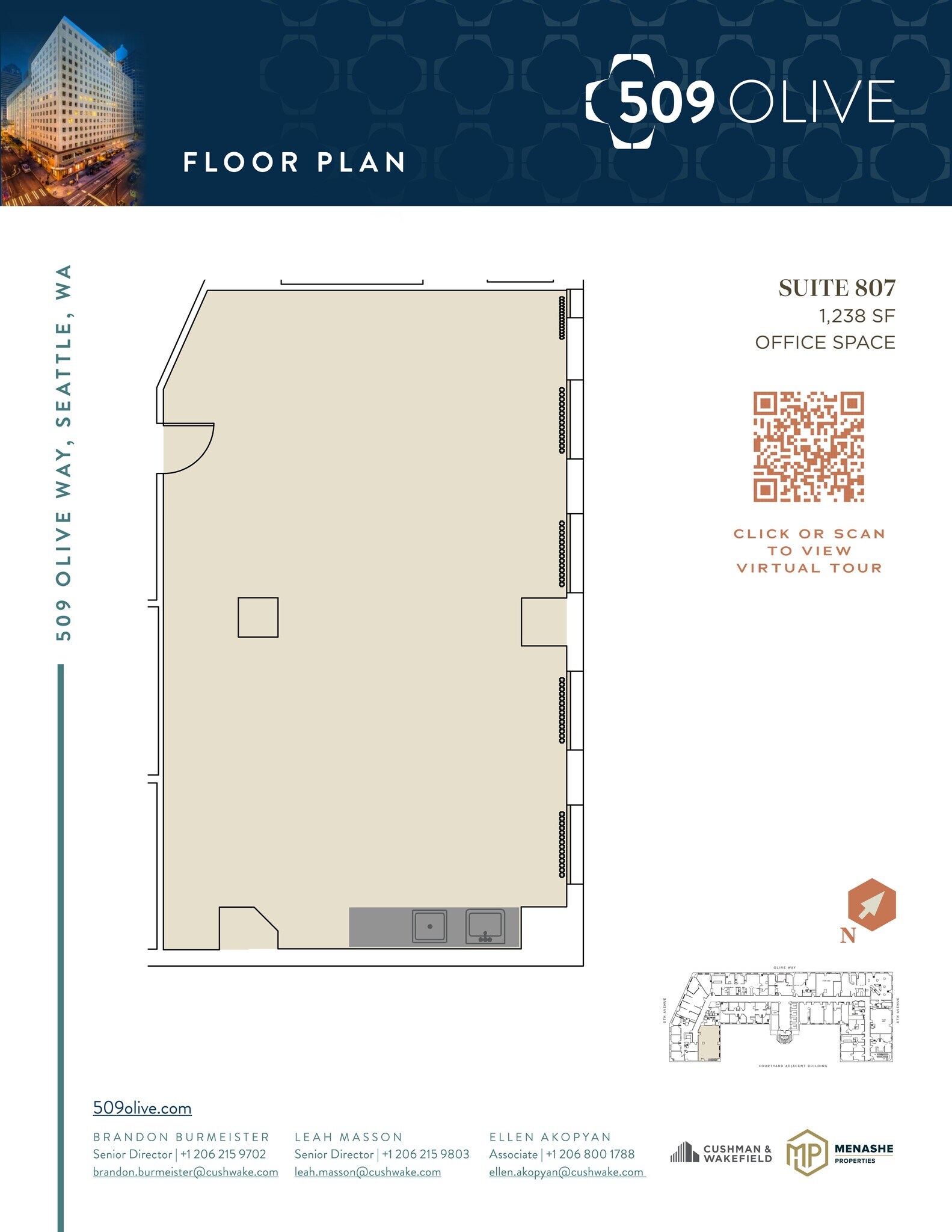 509 Olive Way, Seattle, WA to rent Site Plan- Image 1 of 3