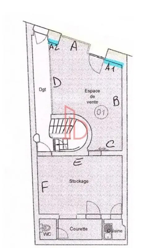 Office in Bordeaux to rent Floor Plan- Image 1 of 2