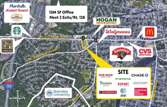 1006-1036 Main St, Waltham, MA - aerial  map view