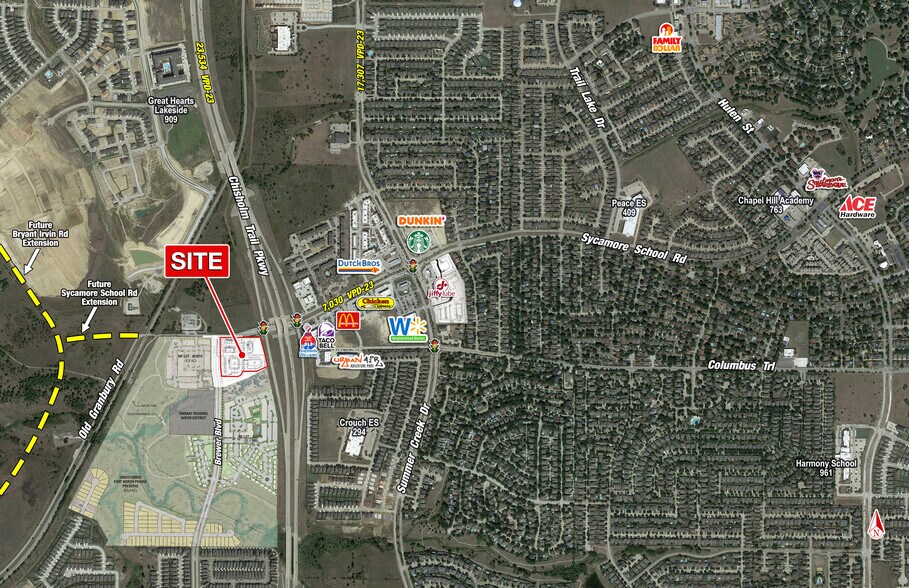 SWC Chisholm Trail Pkwy & Sycamore School rd, Fort Worth, TX for rent - Aerial - Image 1 of 2