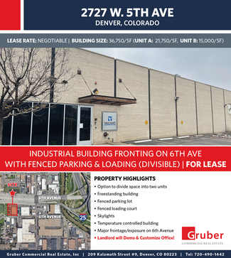 More details for 2727 W 5th Ave, Denver, CO - Industrial for Rent