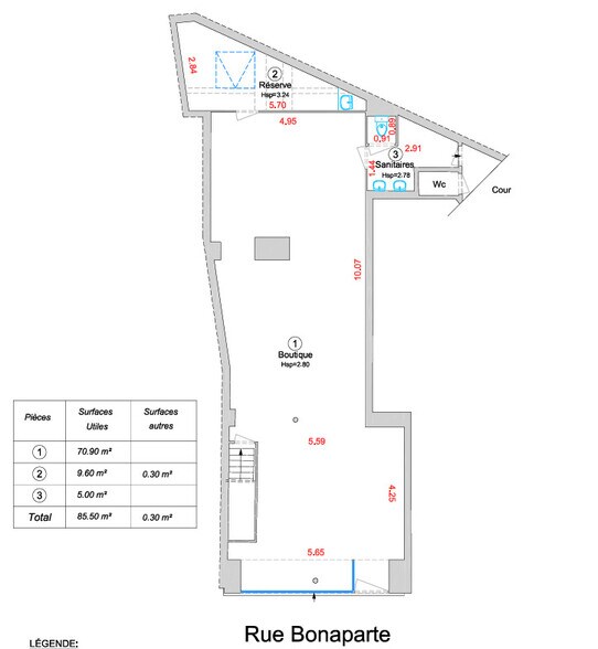 Retail in Paris to rent - Floor Plan - Image 1 of 3