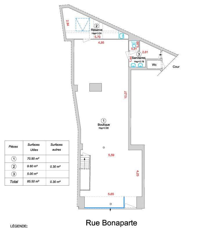 Retail in Paris to rent Floor Plan- Image 1 of 4