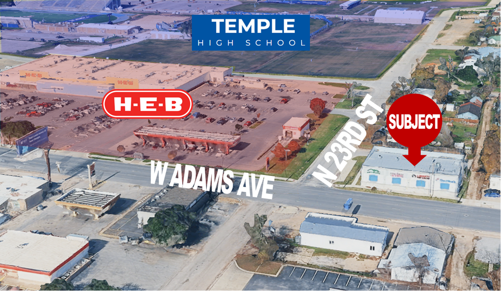 1108 W Adams Ave, Temple, TX to rent - Aerial - Image 2 of 3