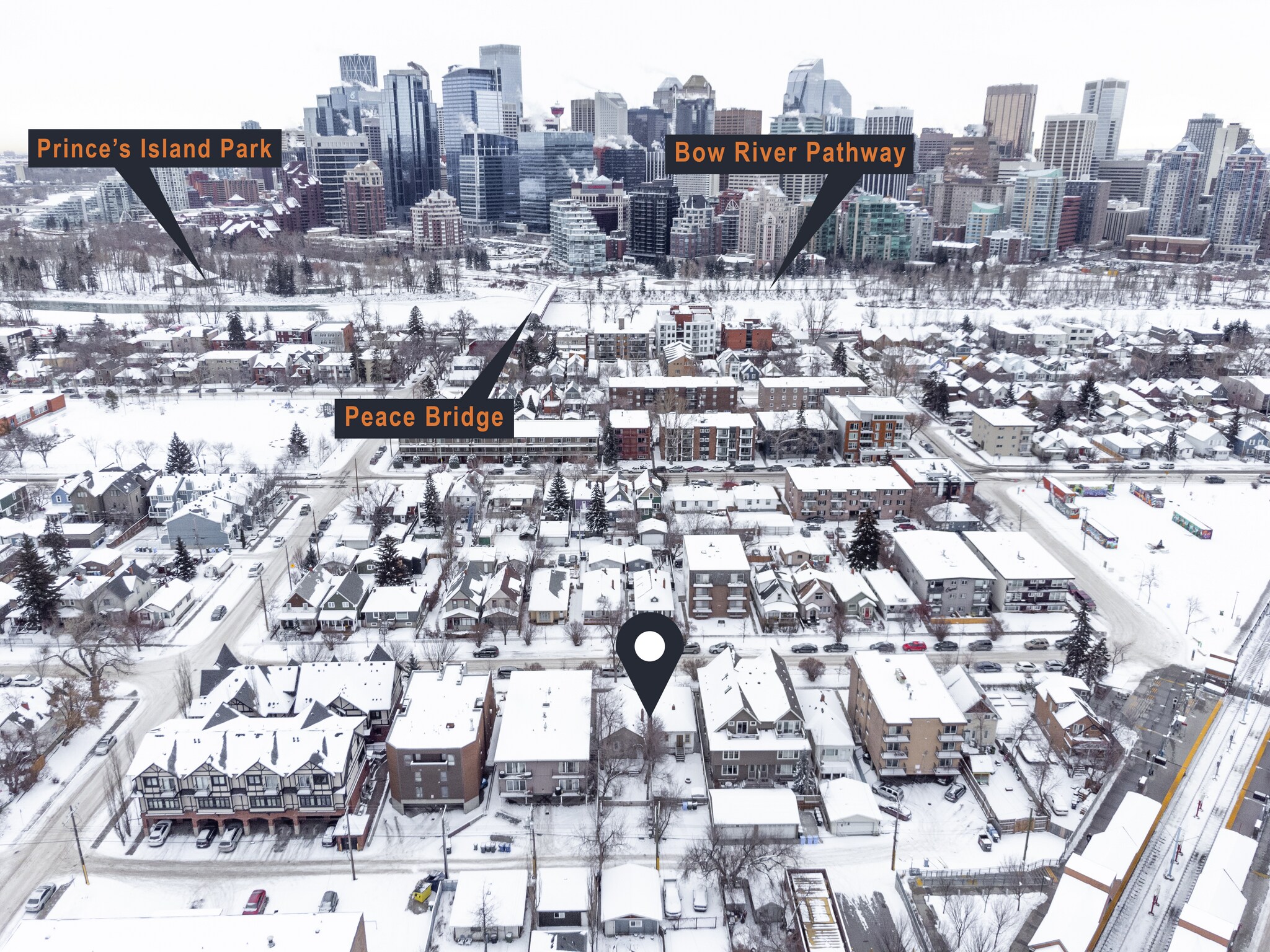 918 3 Av NW, Calgary, AB for sale Aerial- Image 1 of 1