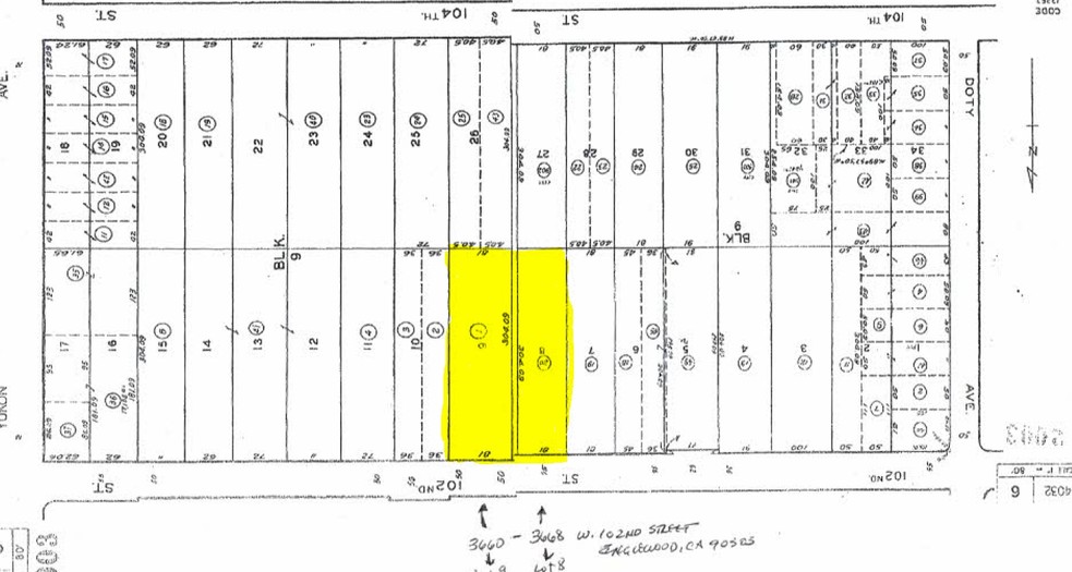 3660-3668 W 102nd St, Inglewood, CA for sale - Plat Map - Image 2 of 2