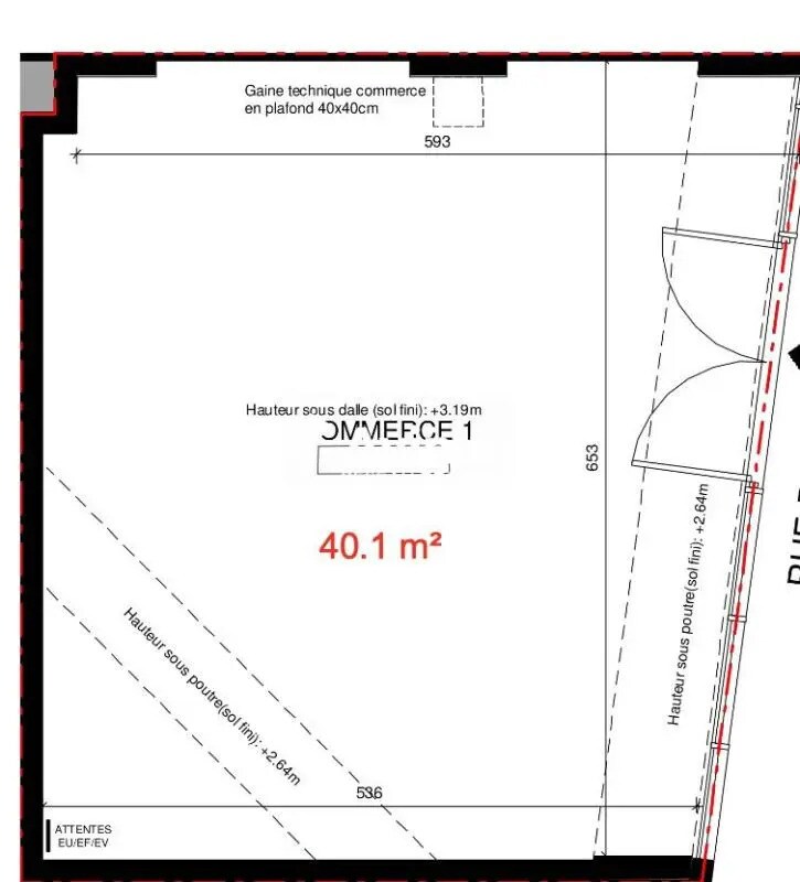 Retail in Paris to rent Floor Plan- Image 1 of 4