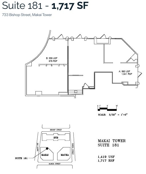733 Bishop St, Honolulu, HI to rent Floor Plan- Image 1 of 1