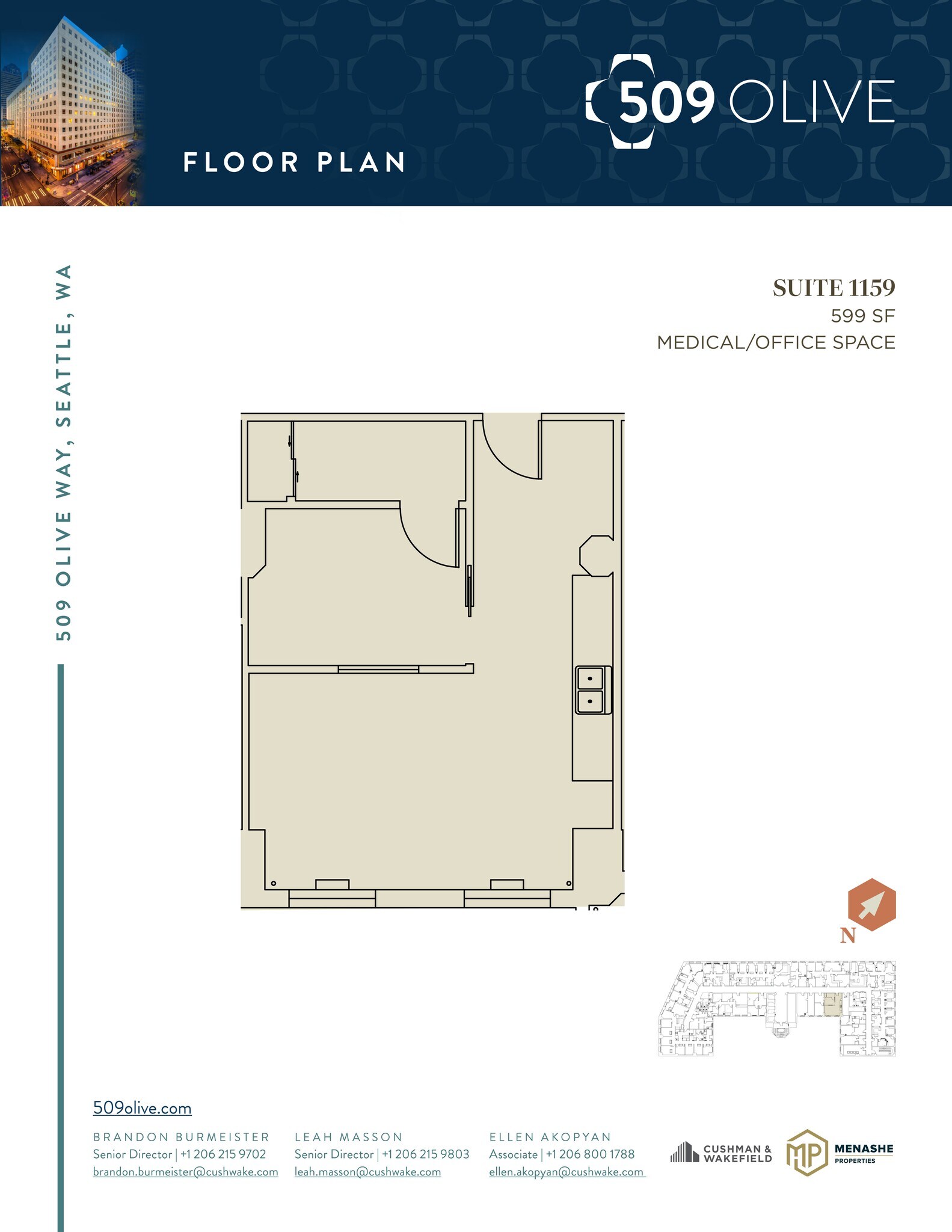 509 Olive Way, Seattle, WA to rent Floor Plan- Image 1 of 1