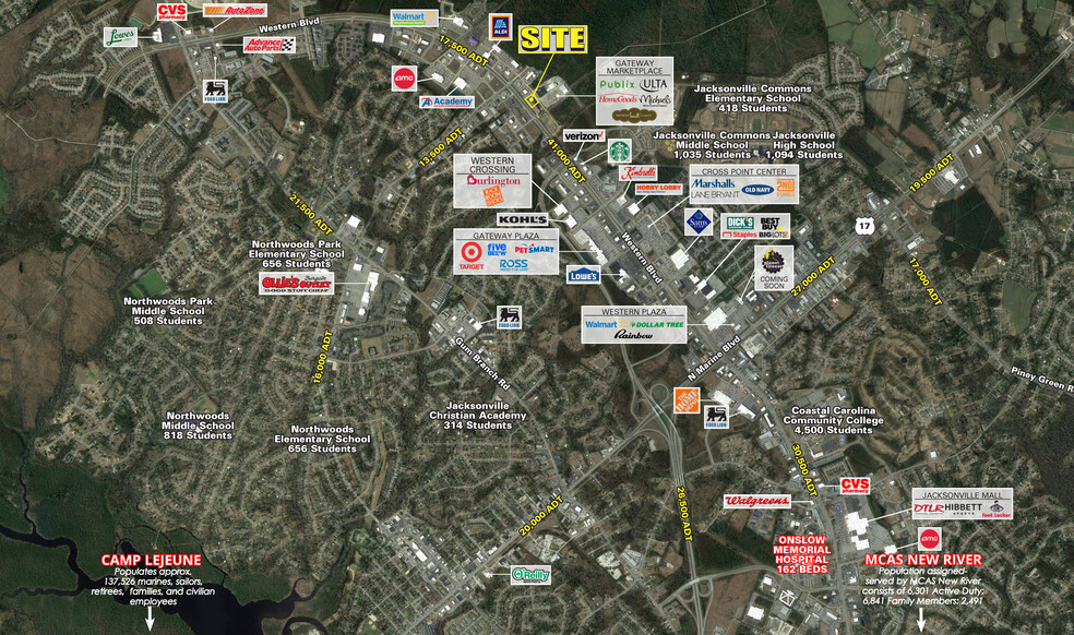 3050-3100 Western Blvd, Jacksonville, NC for rent - Aerial - Image 2 of 3