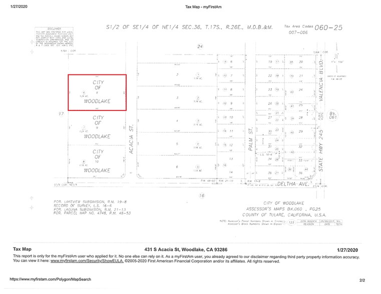 431 Acacia, Woodlake, CA for sale - Plat Map - Image 2 of 3