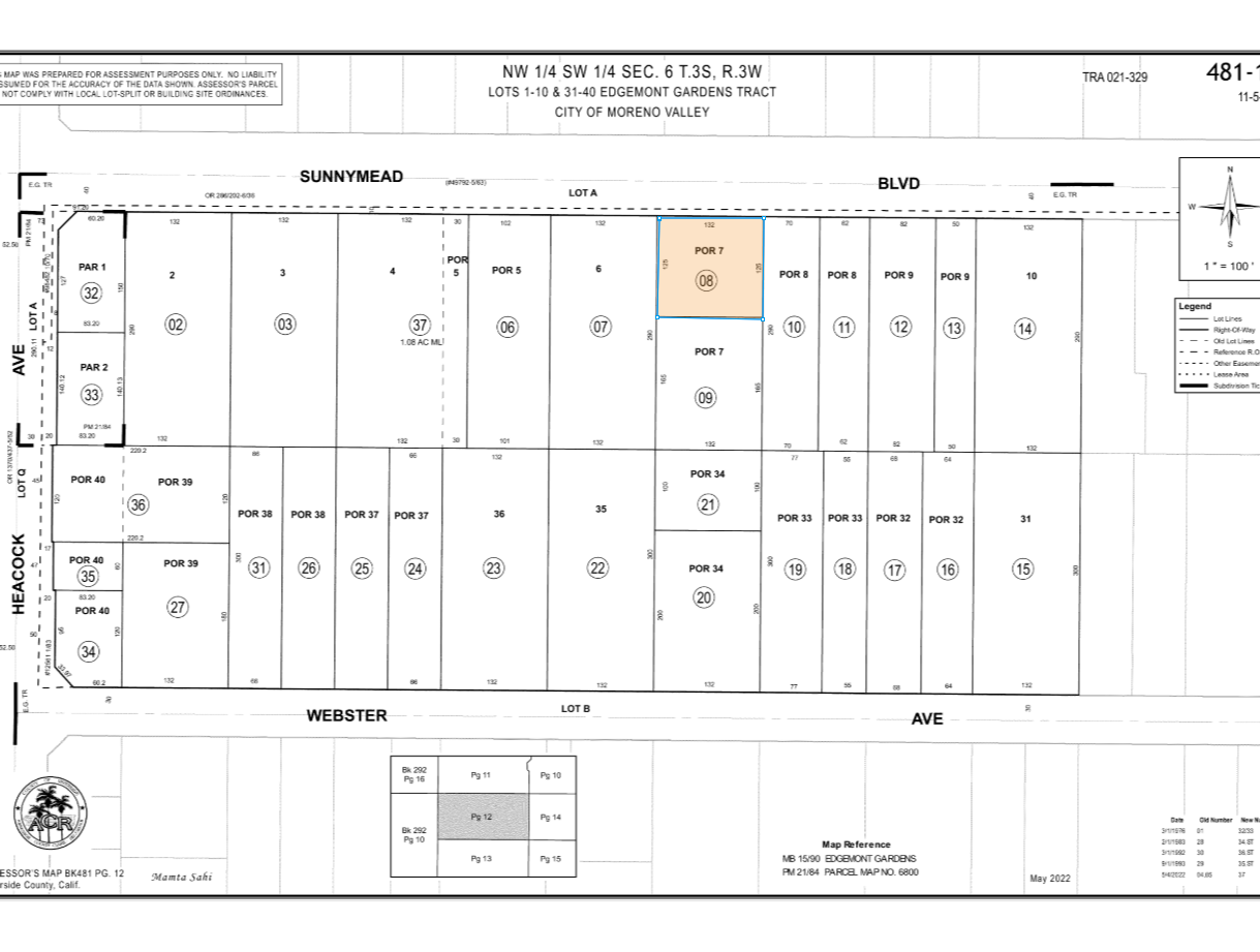24175 Sunnymead Blvd, Moreno Valley, CA for sale Plat Map- Image 1 of 2
