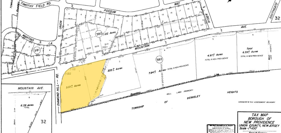 890 Mountain Ave, Berkeley Heights, NJ for rent - Plat Map - Image 2 of 6