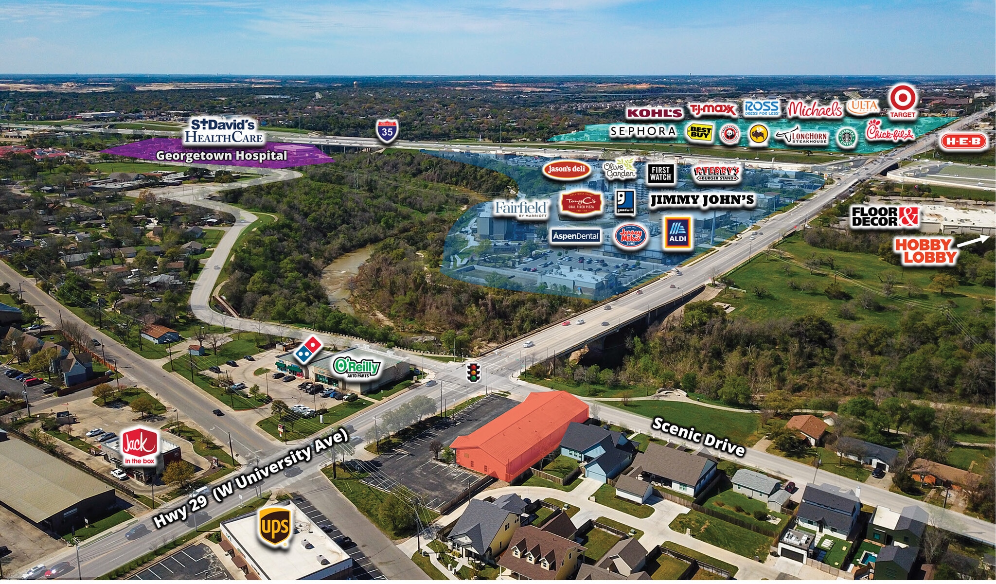 805 W University Ave, Georgetown, TX to rent Aerial- Image 1 of 7