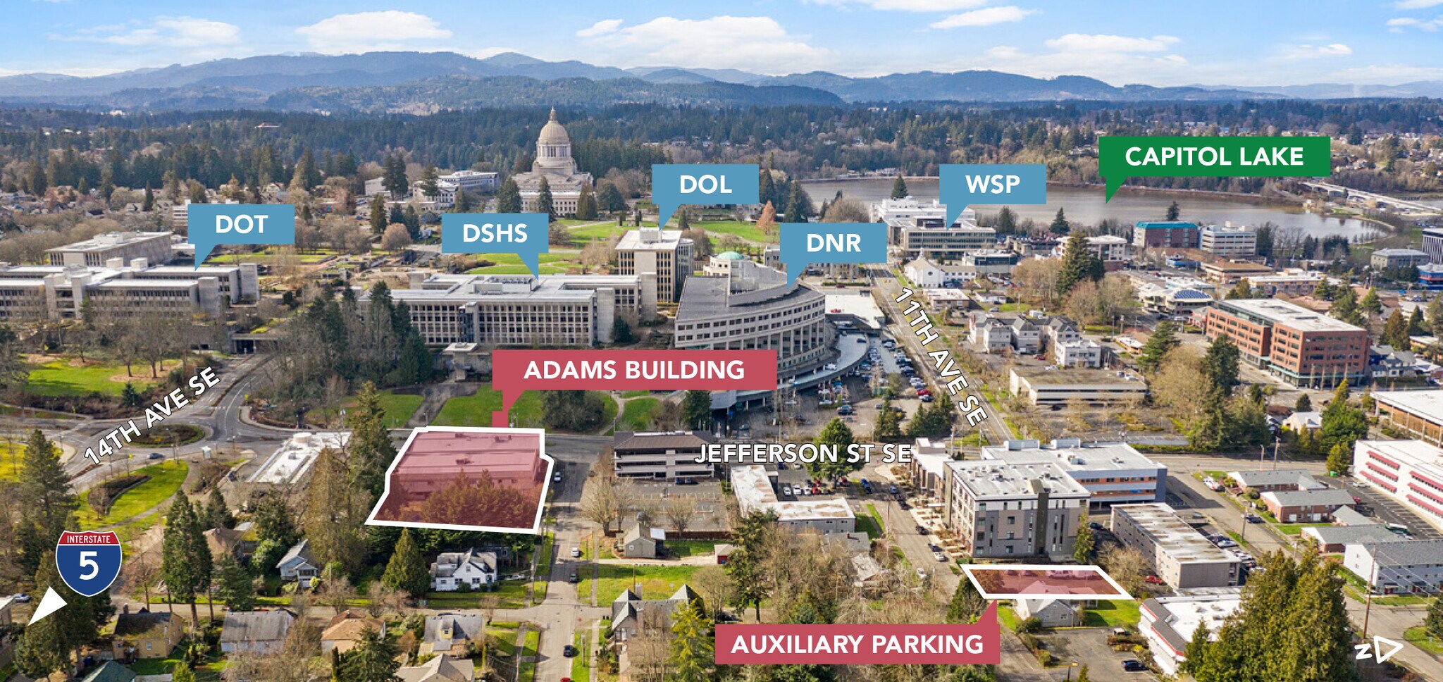 1310 Jefferson St SE, Olympia, WA to rent Aerial- Image 1 of 9