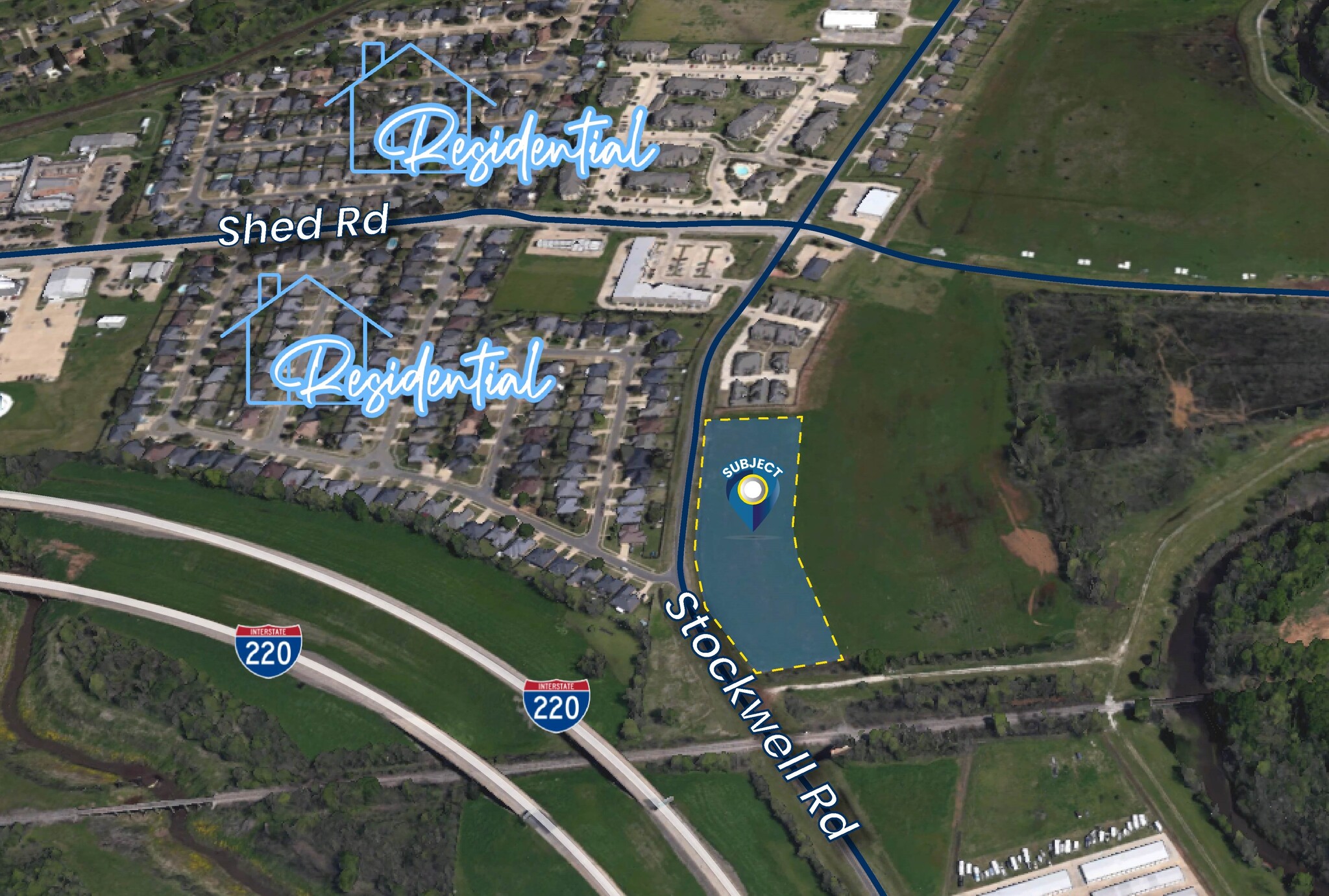 Stockwell Rd & Summerville Ln, Bossier City, LA for sale Aerial- Image 1 of 4