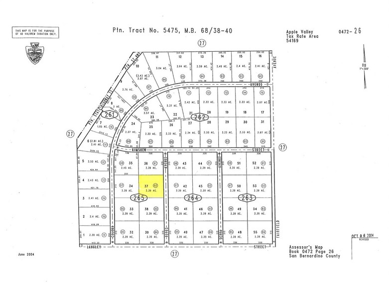 Reyes Ave, Apple Valley, CA for sale - Plat Map - Image 1 of 1