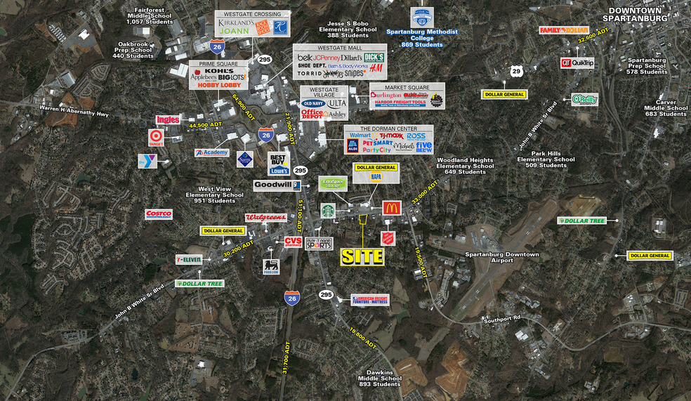 John B. White Sr. Blvd, Spartanburg, SC for rent - Aerial - Image 2 of 4