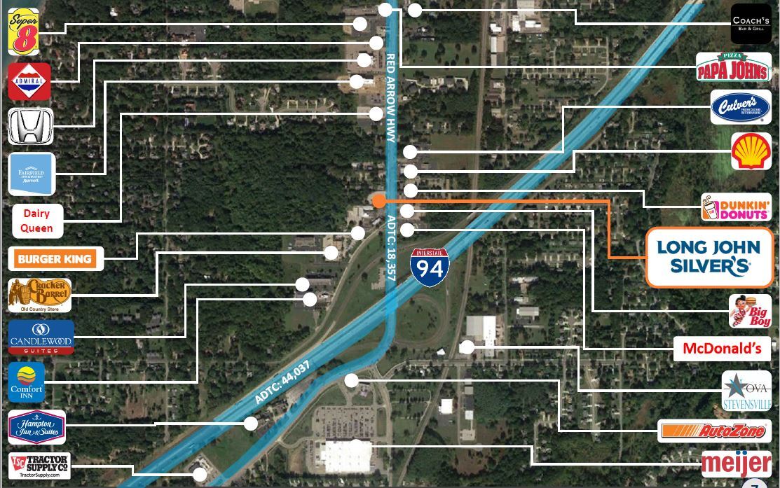 4604 Red Arrow Hwy, Stevensville 49127 - Long John Silver's | LoopNet.co.uk