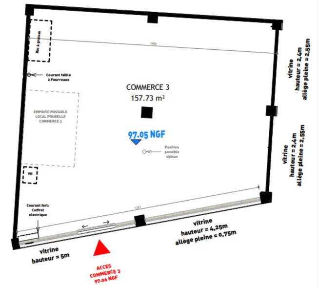 Retail in Sceaux to rent - Floor Plan - Image 1 of 1