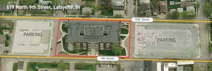 619 N 9th St, Lafayette, IN - aerial  map view