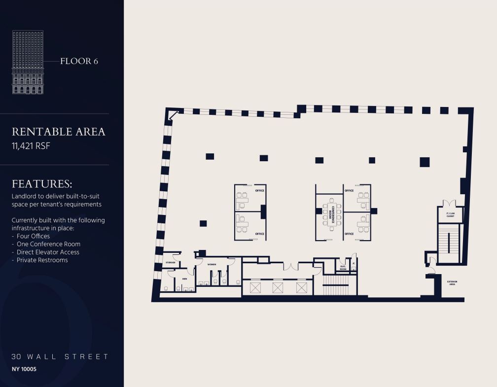 30 Wall St, New York, NY to rent Floor Plan- Image 1 of 8